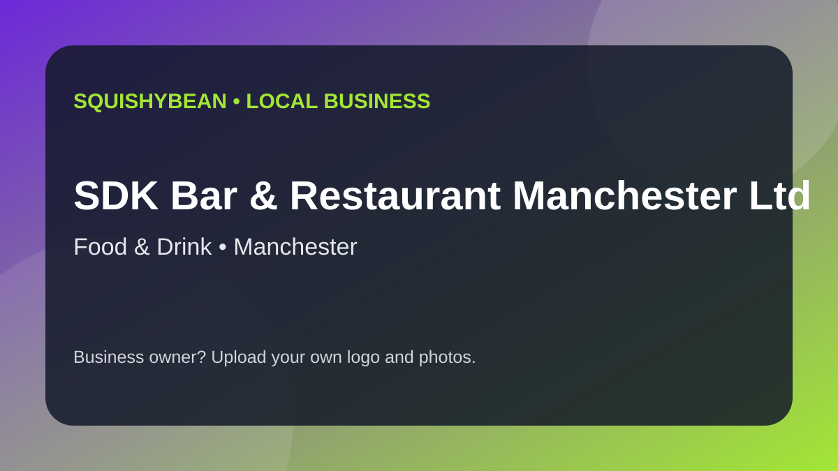 SDK Bar & Restaurant Manchester Ltd cover image